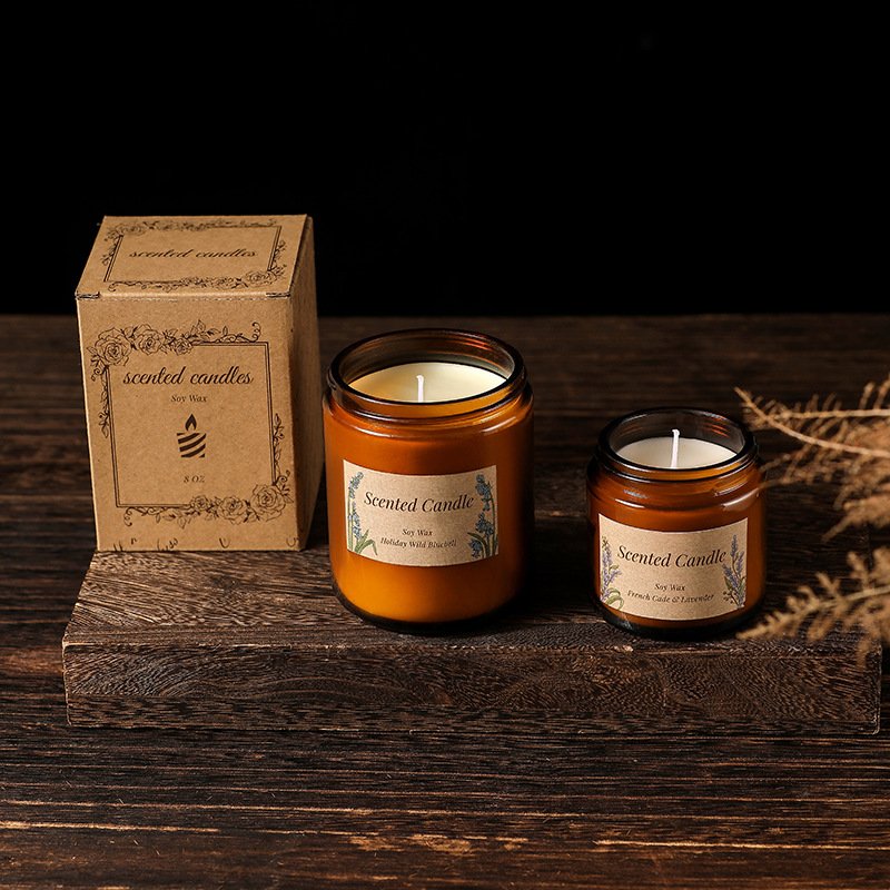 3 piece scented candle gift box with colored glass - Image 2